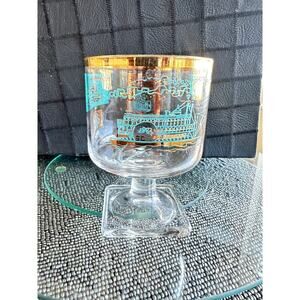 Set of 4 Vintage Southern Comfort Steamboat Glasses – Mid 50s  Bar with Gold Rim